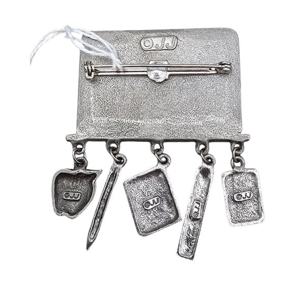 JJ Jonette Jewelry Vintage Silver Tone Math Teachers Classroom Charms Brooch Pin - Picture 2 of 4